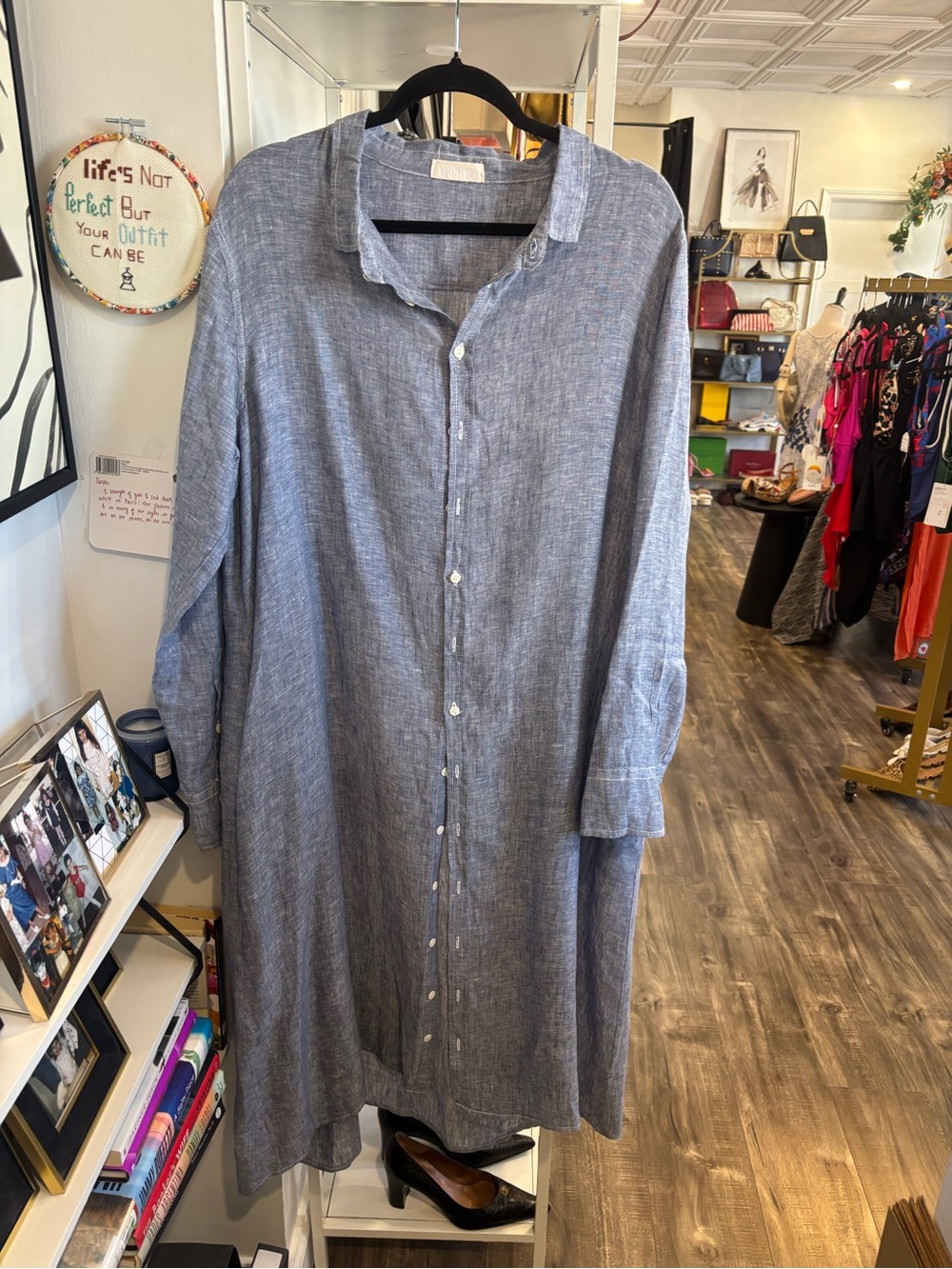 CP Shades Blue Button-Down Shirt Dress
